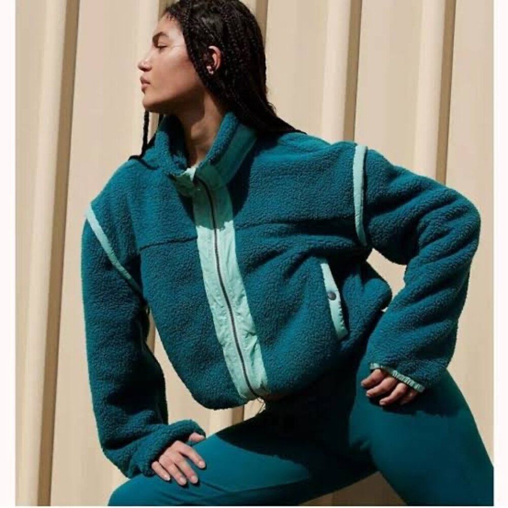 Free People Courtside Fleece- Pacific‎ Combo Pullover Jacket Size M NEW WITH TAG